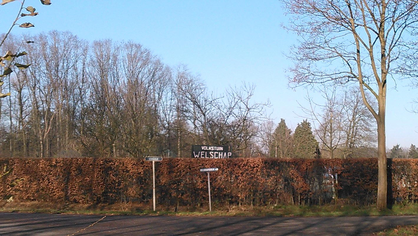 Bord met 'Volkstuin Welschap'
